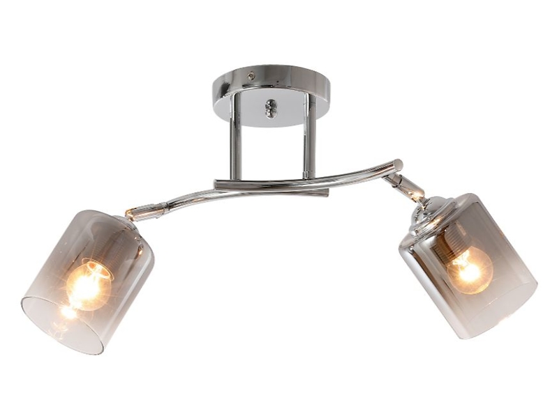 Lampa sufitowa Corgi 2-punktowa metalowo-szklana szara