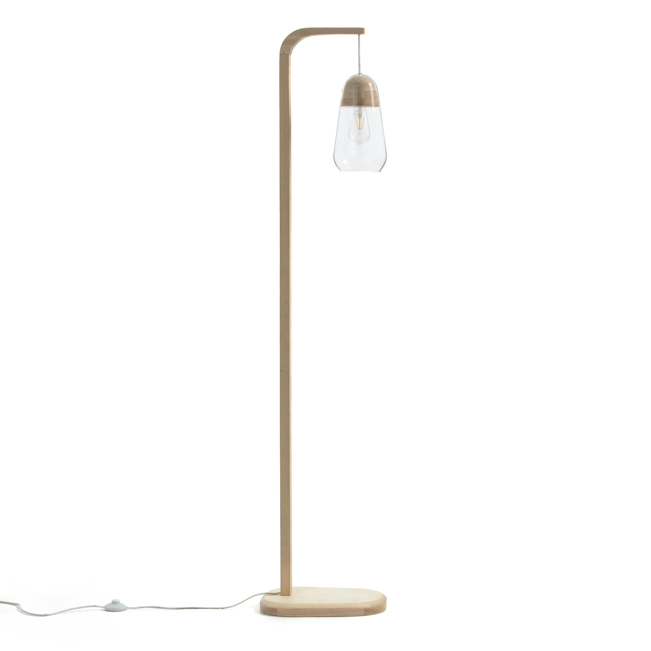 Lampadaire verre et bois Nasoa