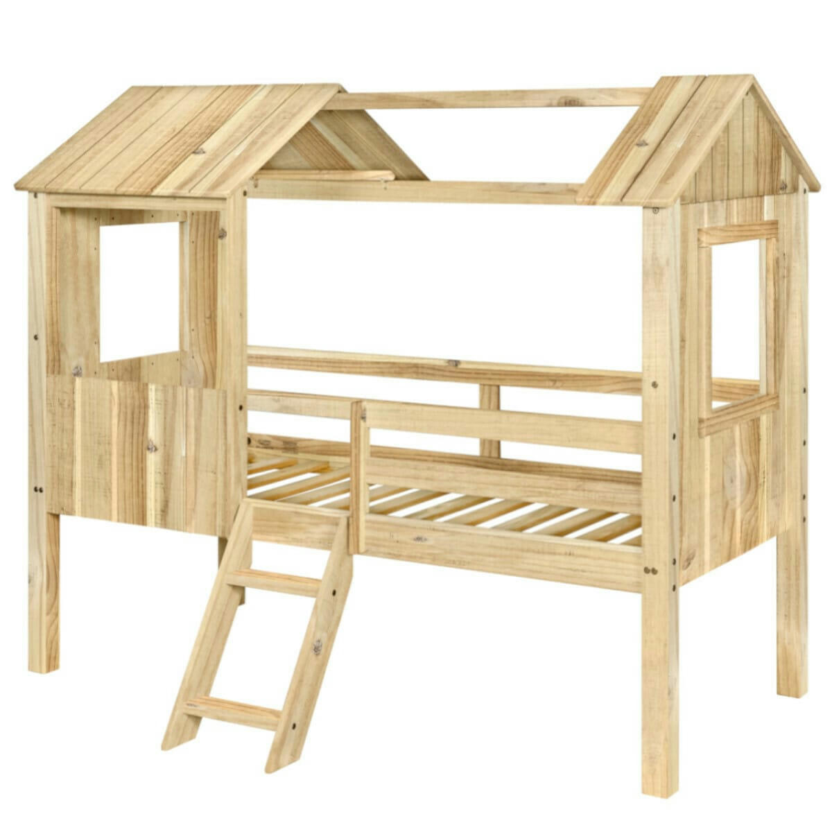 LAO - Lit cabane 90x190 cm bois massif bois