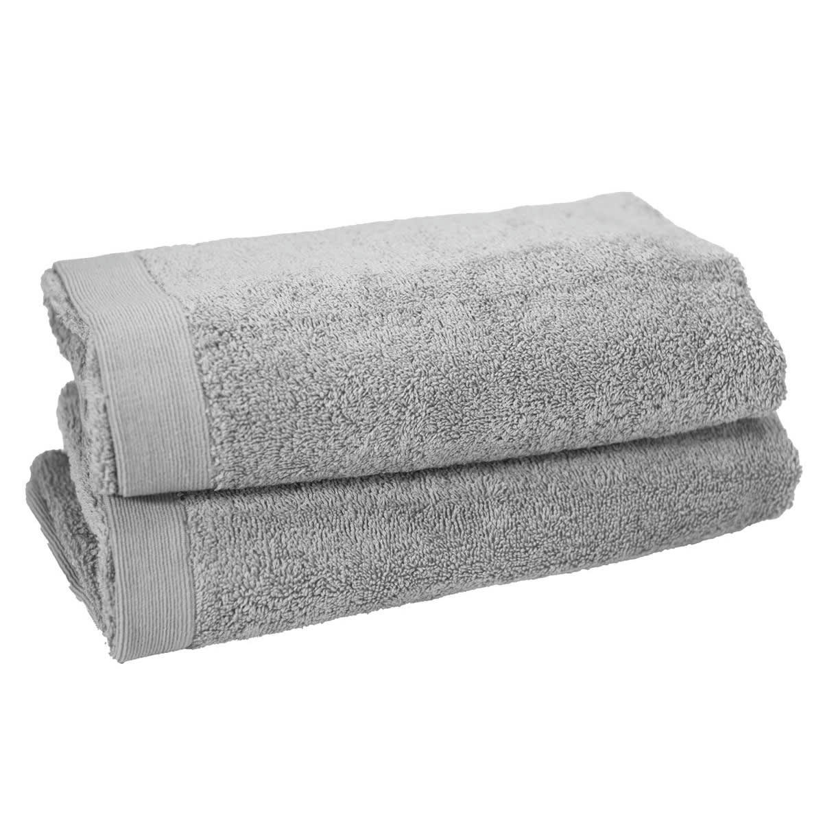 STUDIO - Lot de 2 draps de bain 500 gr/m²  gris perle 70x130 cm