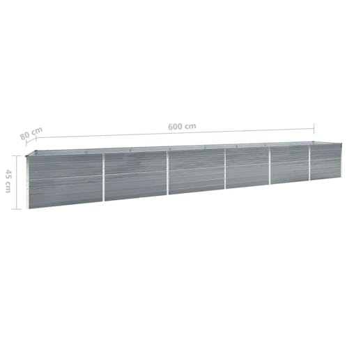 NNEVL Garden Raised Bed Galvanised Steel 600x80x77 cm Grey