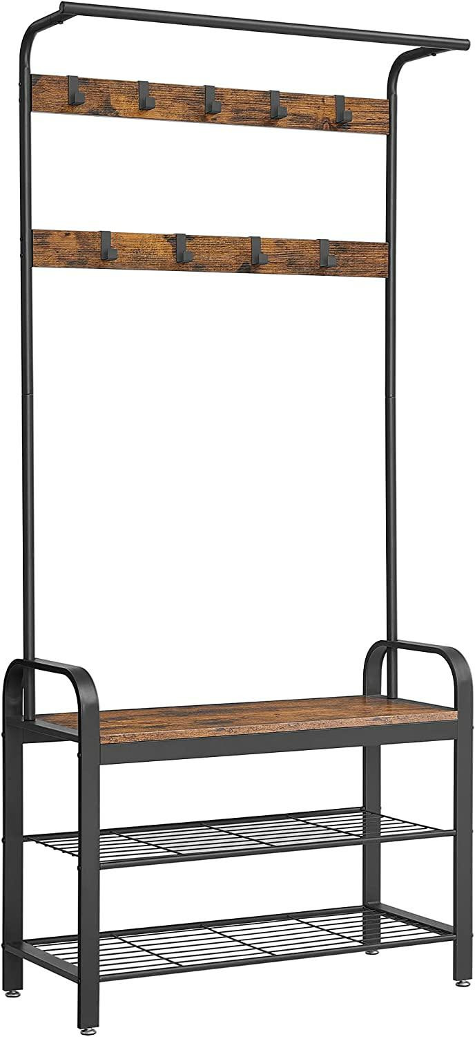Industrialny Wieszak i Szafka na Buty Stal/MDF 80cm