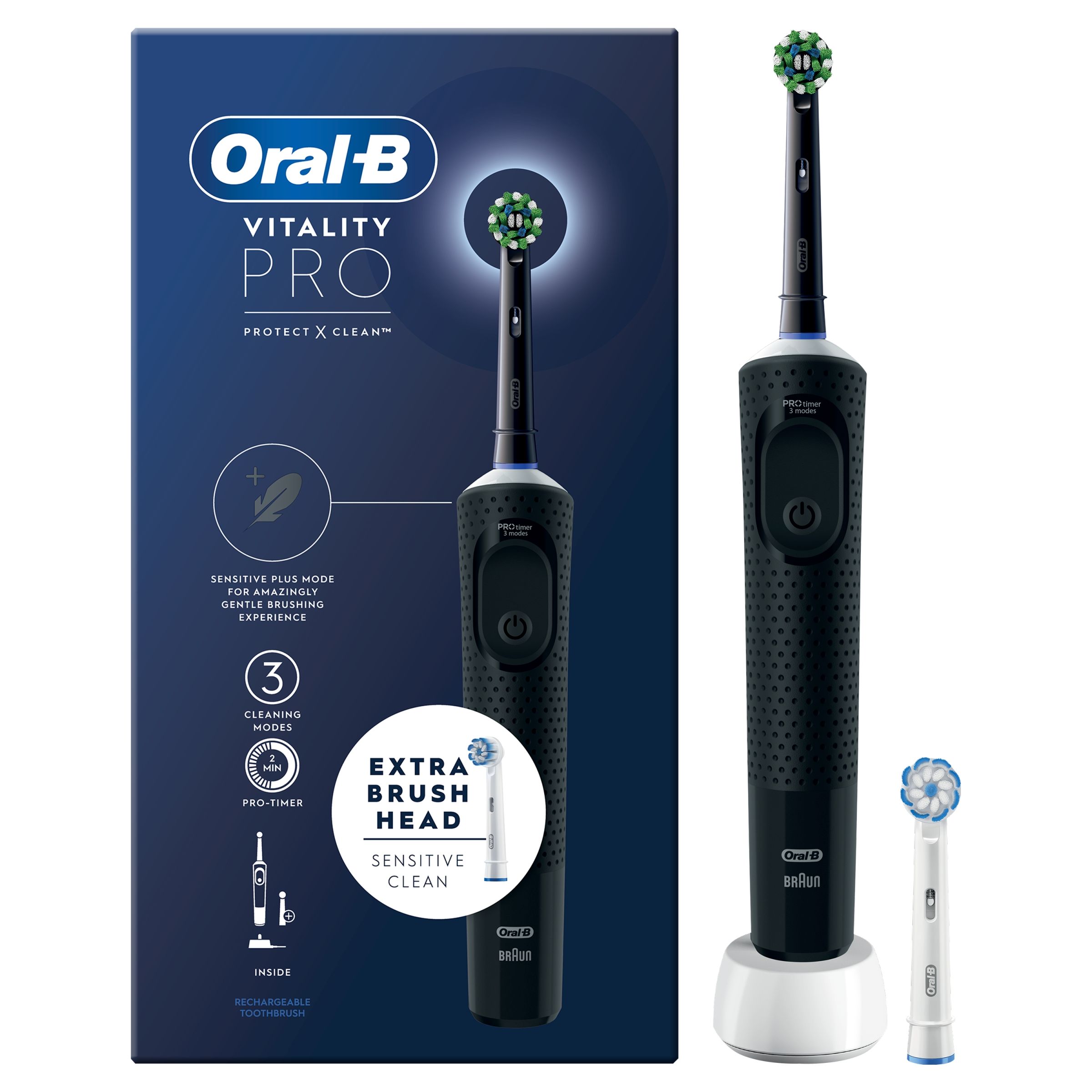 Oral B Vitality Pro Black Electric Toothbrush Designed By Braun