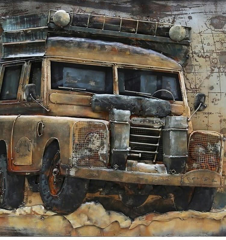 MÉTAL BRASS - Tableau relief en métal land rover 120x80