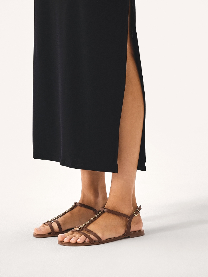 Brown chain sandals