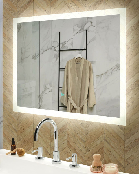 Lustro wiszące ścienne LED 60x80 srebrne