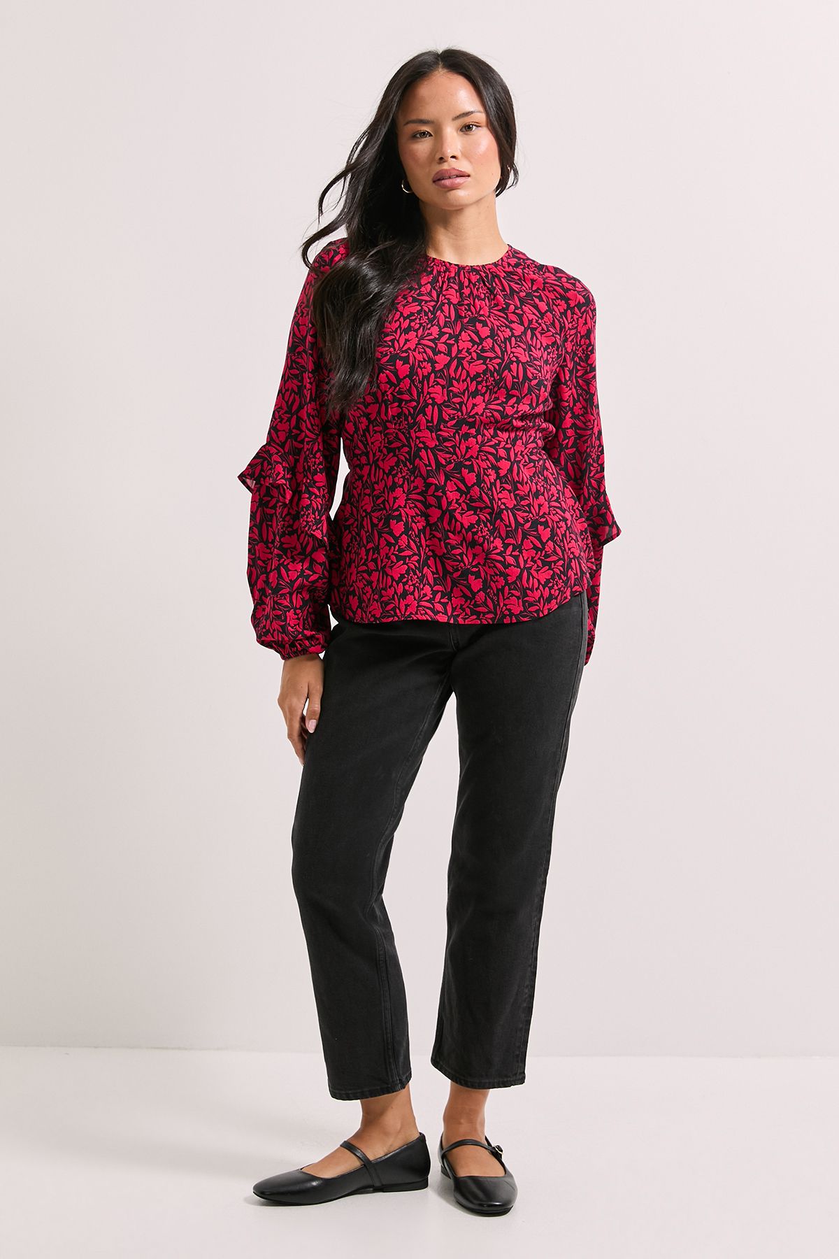 Dorothy Perkins Pink Blouson Sleeve Empire Seam Blouse