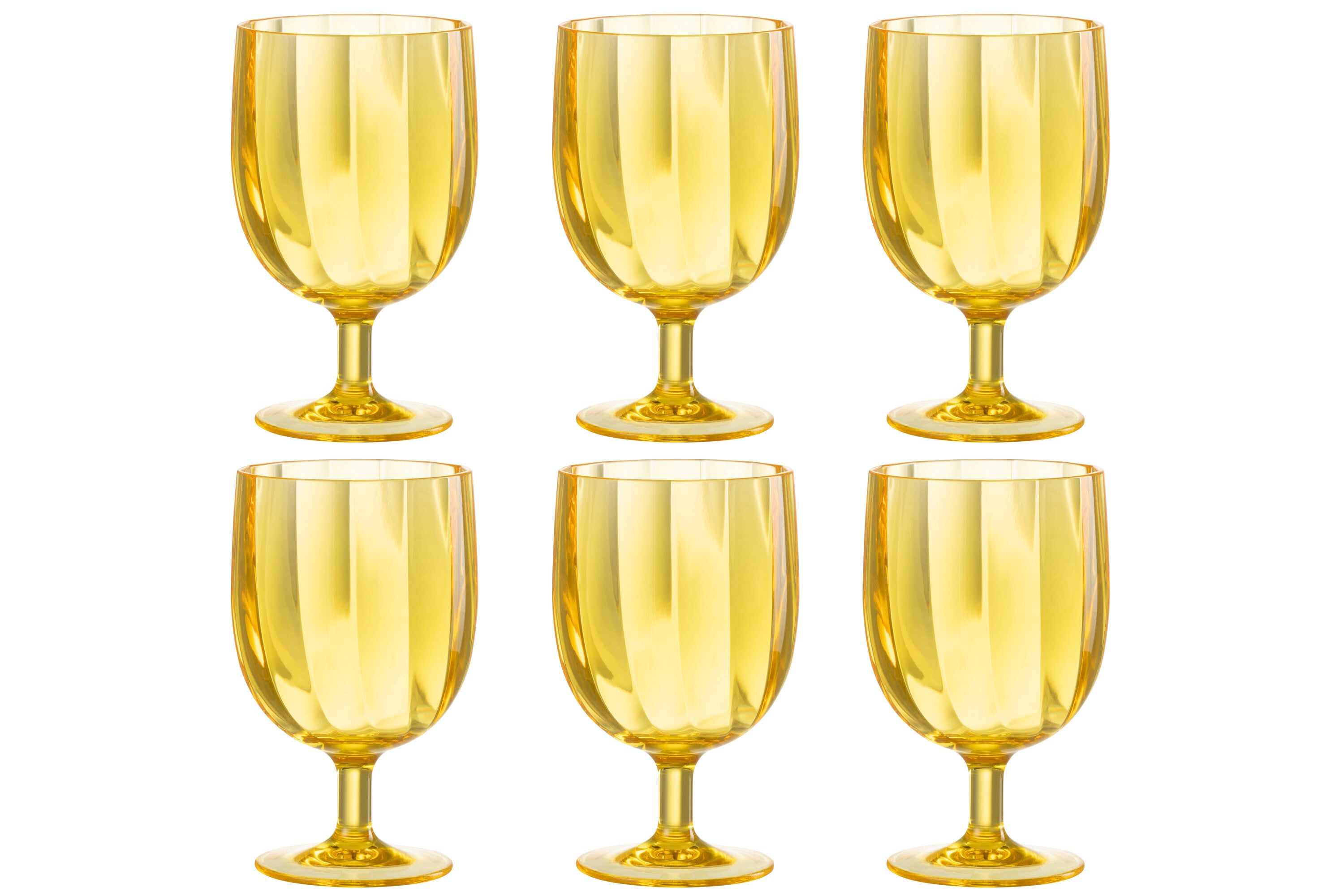J-line wijnglas - plastic - geel - 6 stuks