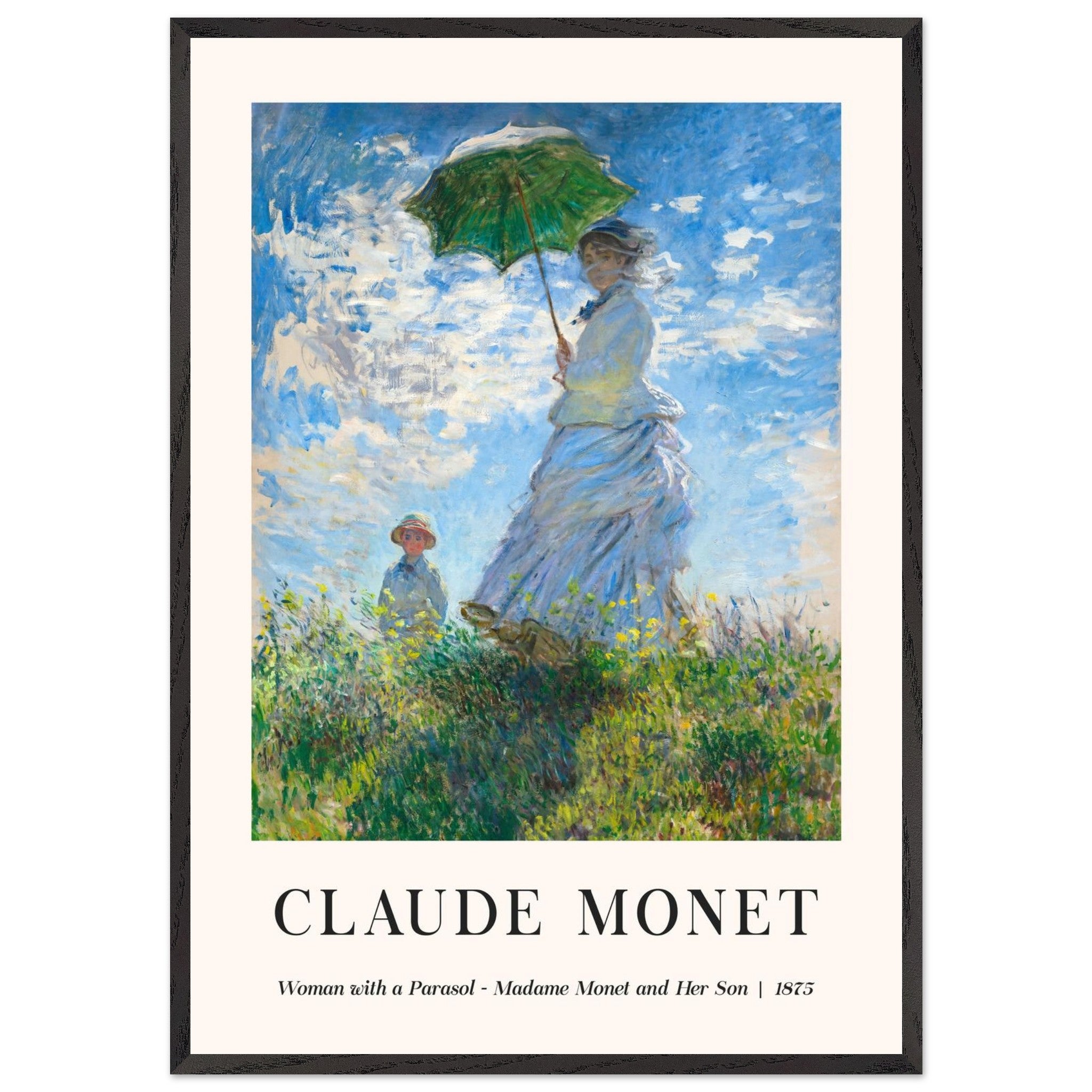 Artfulprints Poster met Lijst Claude Monet - Women with a parasol  - 70x100 cm - Blauw