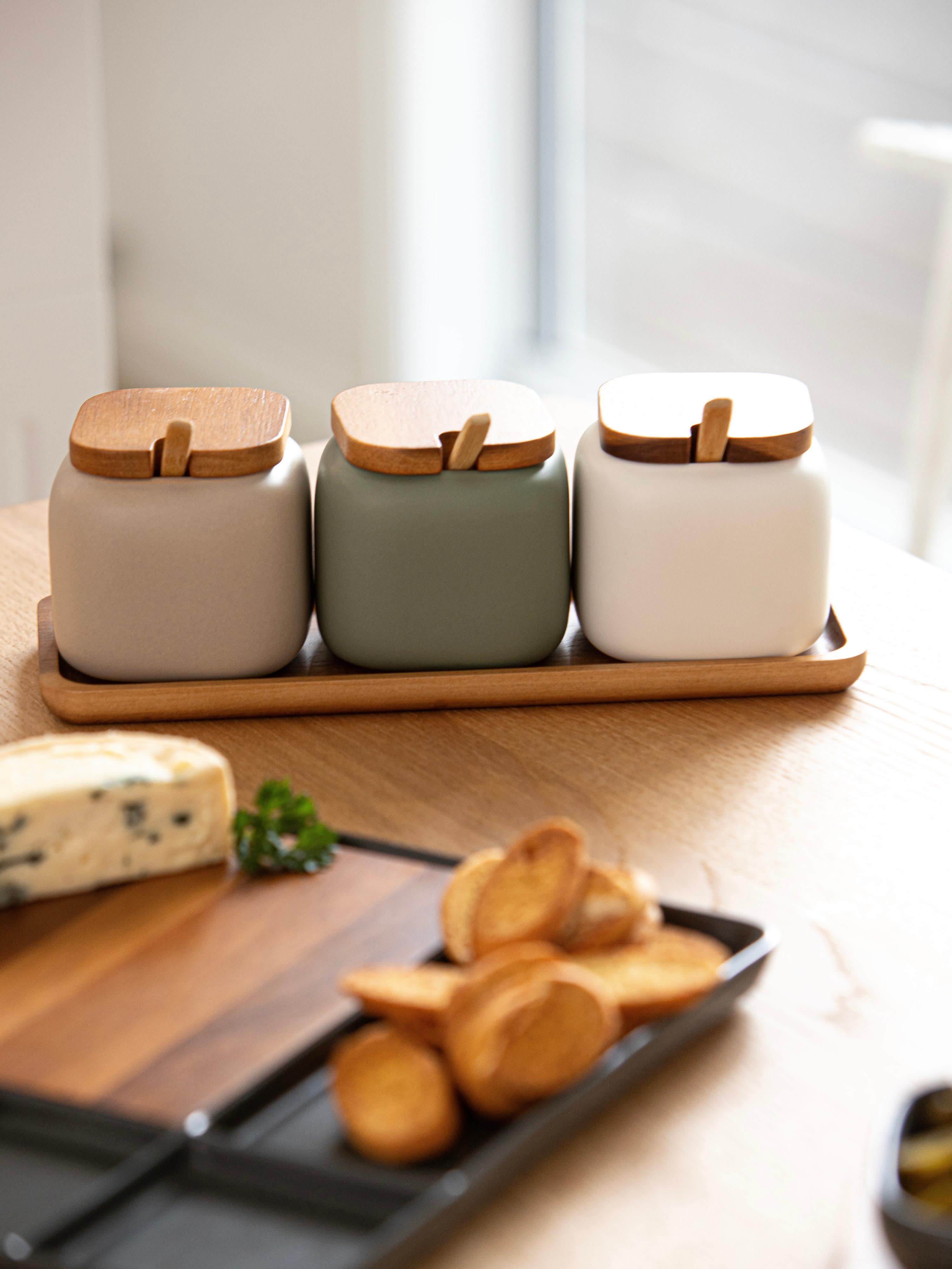 Aufbewahrungsdosen Essentials mit Serviertablett, 4er-Set