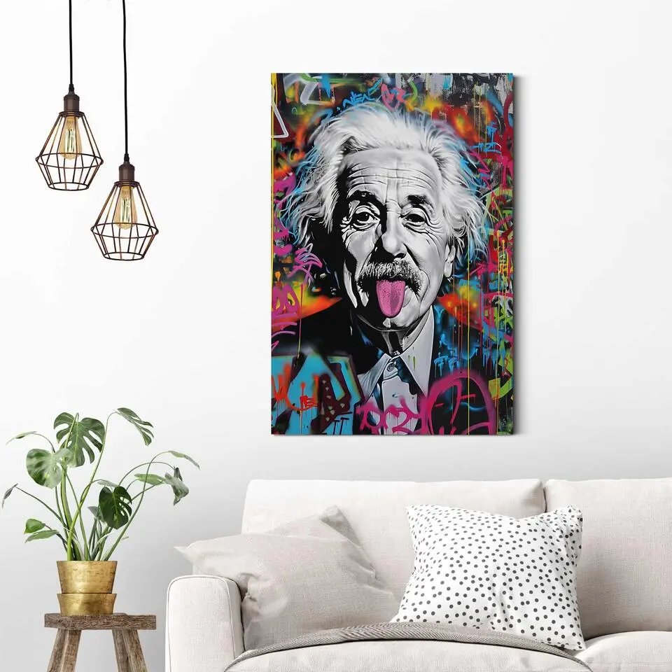 Schilderij Graffiti Einstein - 90 x 60 - Bont
