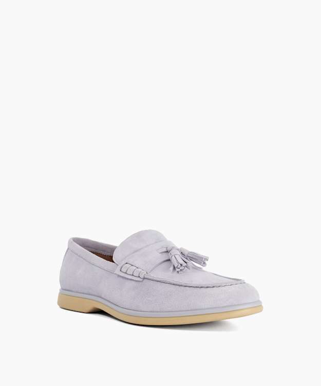 Broddi Blue - Suede Tassel Trim Loafers