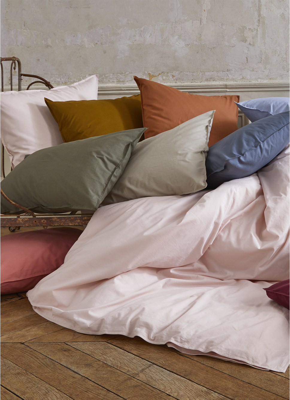 HOUSSE DE COUETTE UNIE EN COTON LAVÉ BIO KAKI