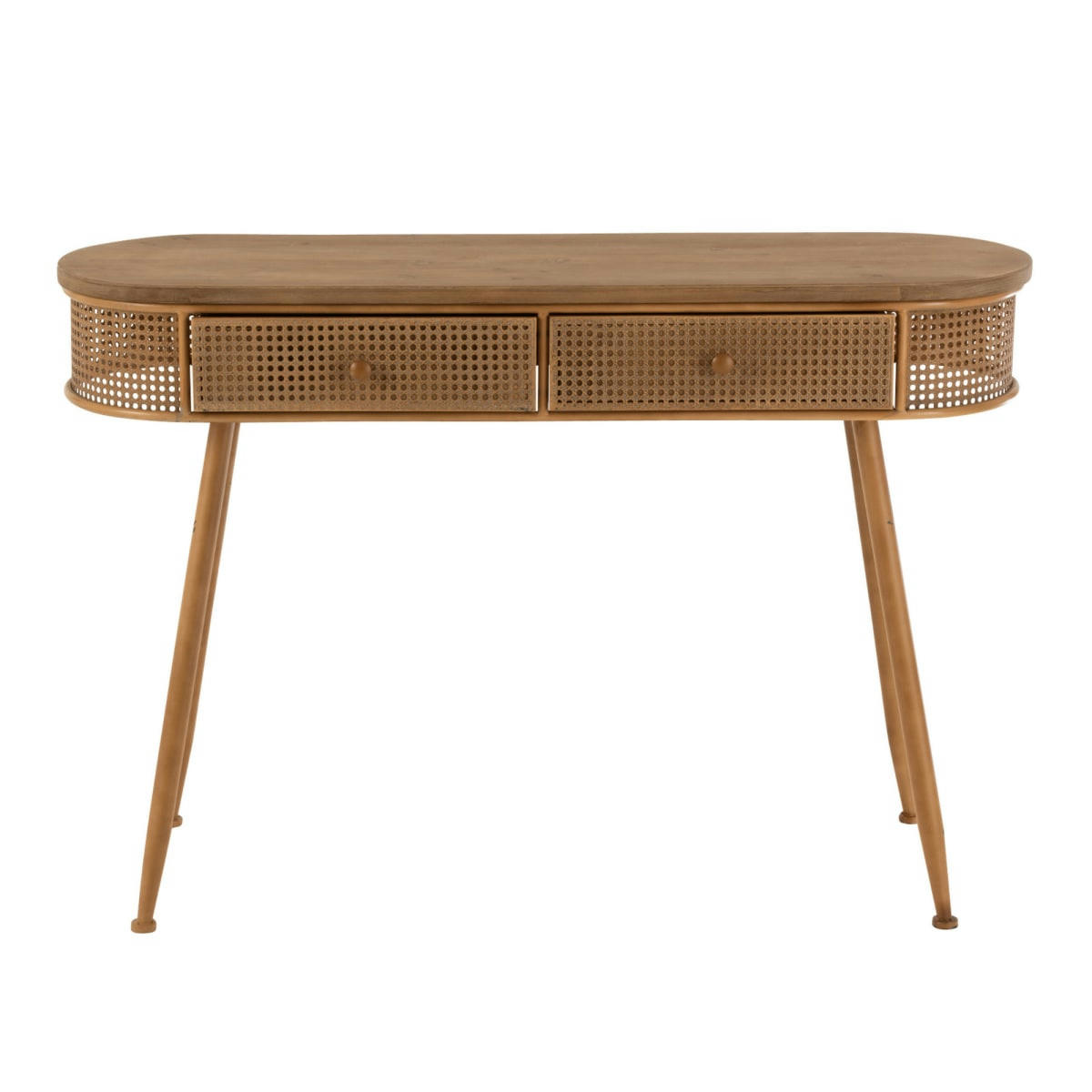 ROX - Console effet cannage en bois avec 2 tiroirs