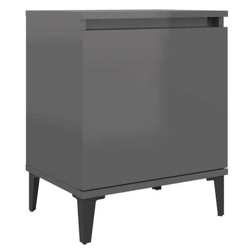 NNEVL Bed Cabinet with Metal Legs High Gloss Grey 40x30x50 cm