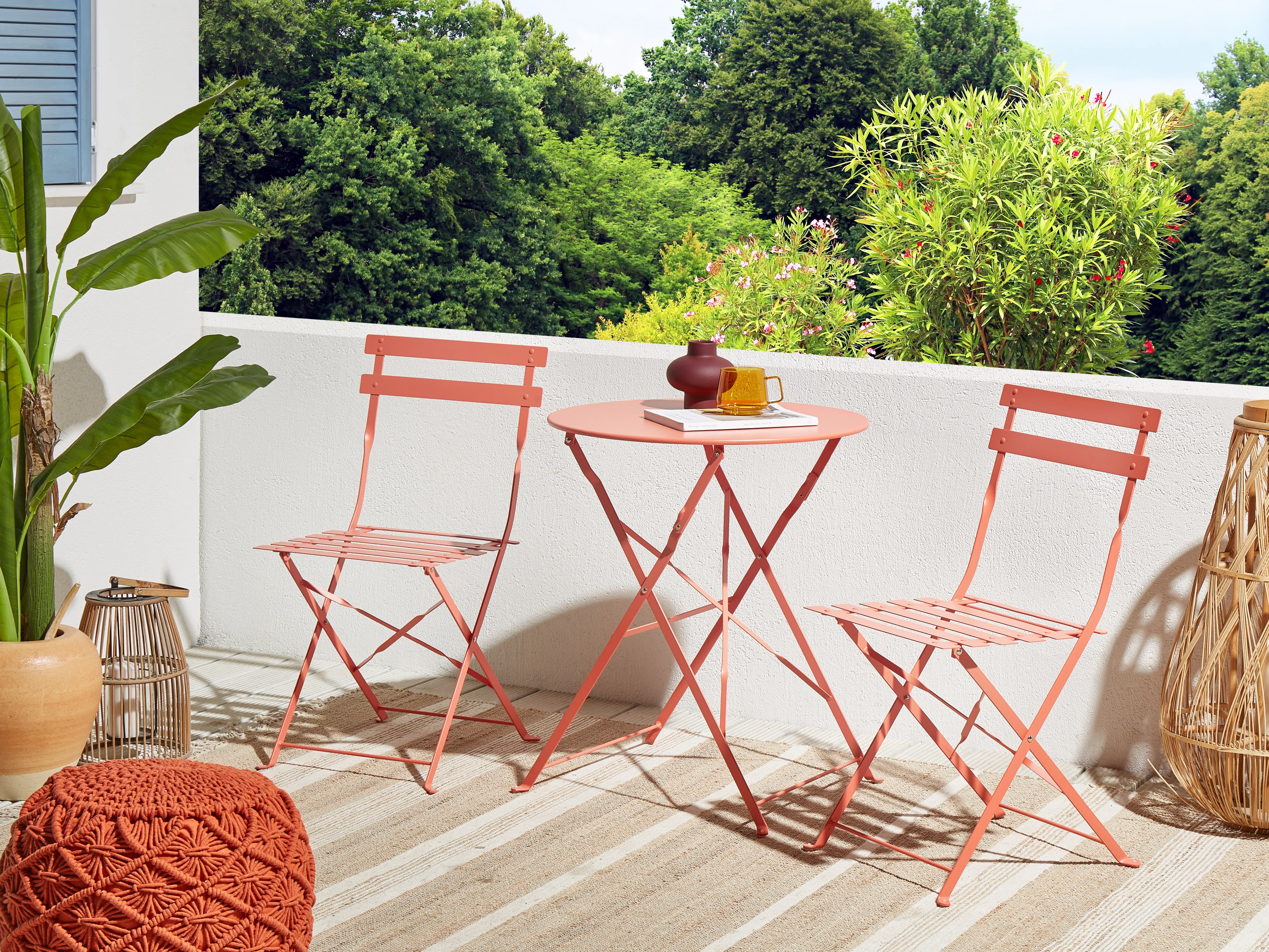 Bistro Set Folding FIORI Metal Coral