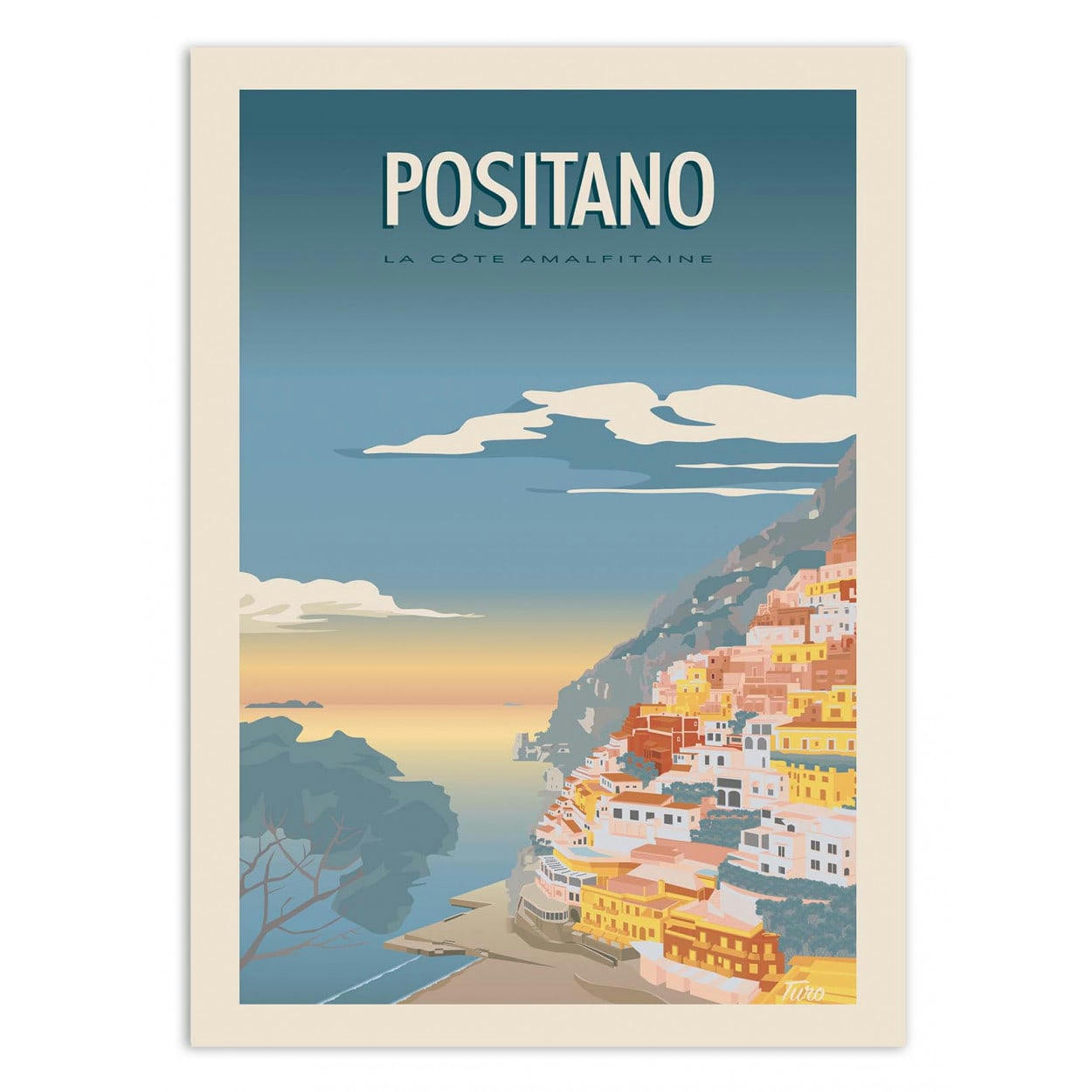 TUROMEMORIESSTUDIO - POSITANO - TURO - Affiche d'art 50 x 70 cm