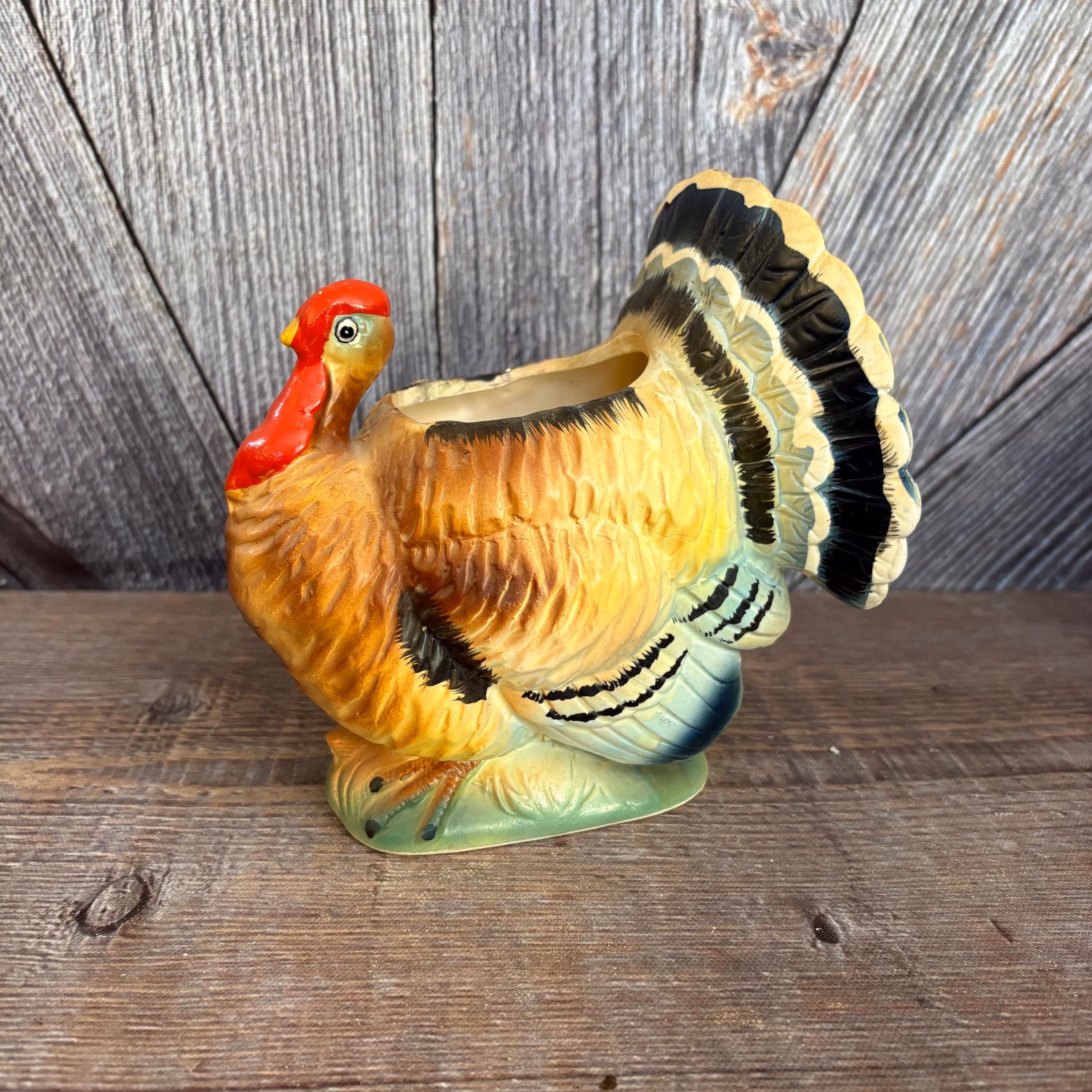 Vintage Ceramic Turkey Planter {Cute Turkey Planter Indoor Pot} Vintage Garden Herb Air Plant Succulent Thanksgiving Centerpiece