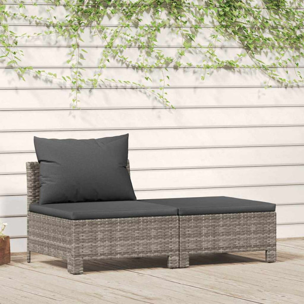Ogrodowy zestaw wypoczynkowy Szary Technorattan sofa środkowa