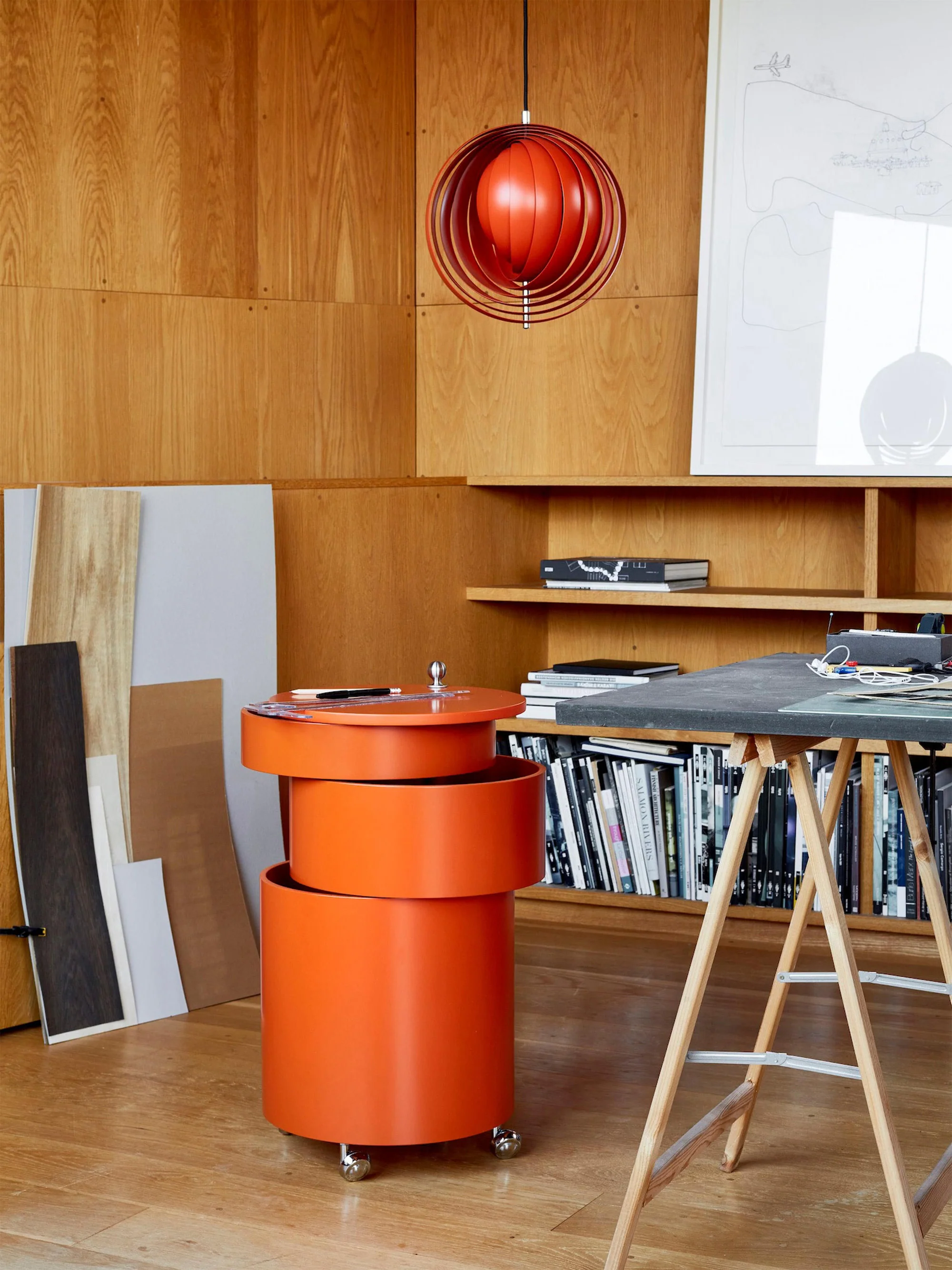 Runder Rollcontainer Barboy, Design Verner Panton