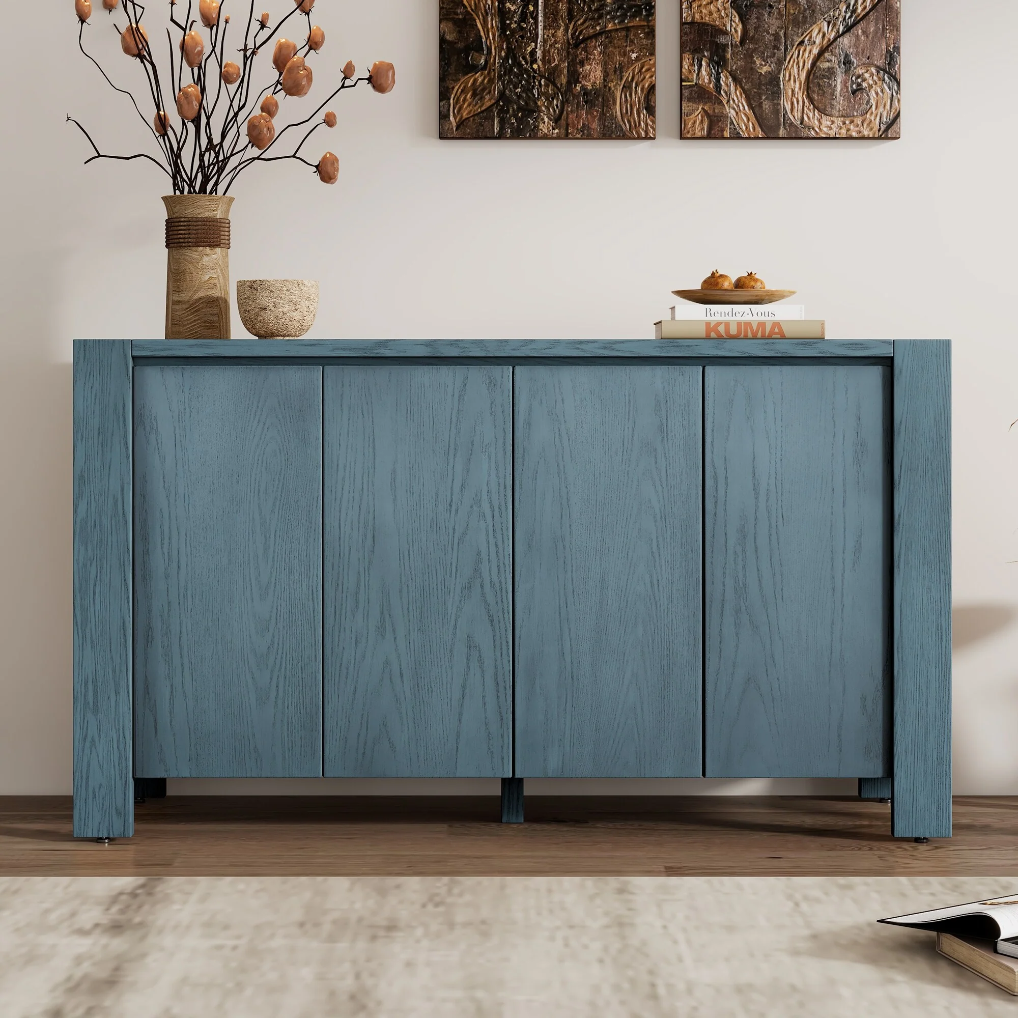 Buffet Cabinet Storage Sideboard with Adjustable Foot Pads and Shelves