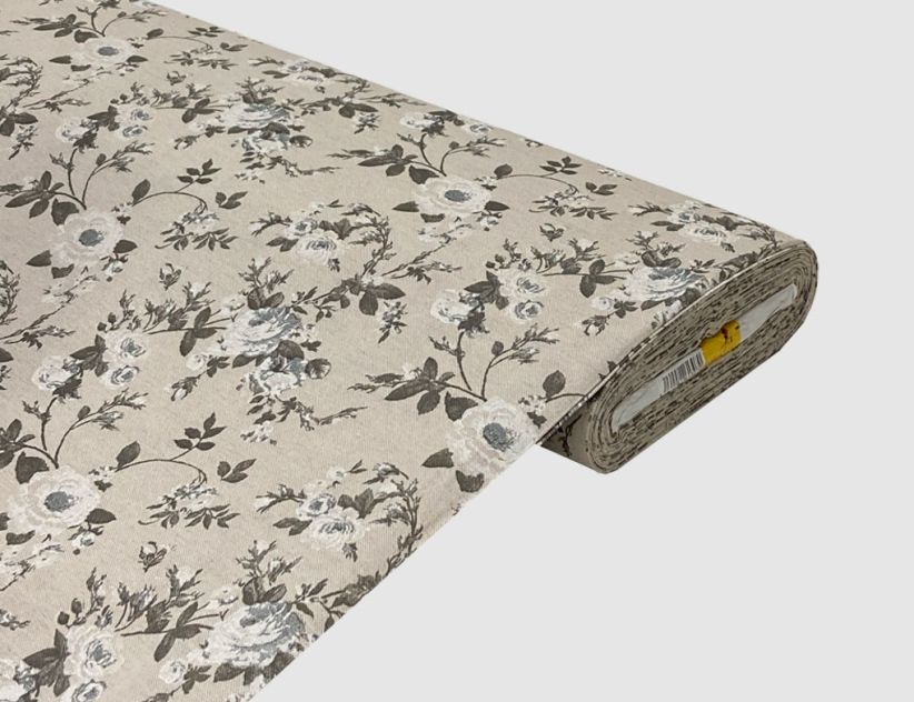 Dekostoff Blumen Beige
