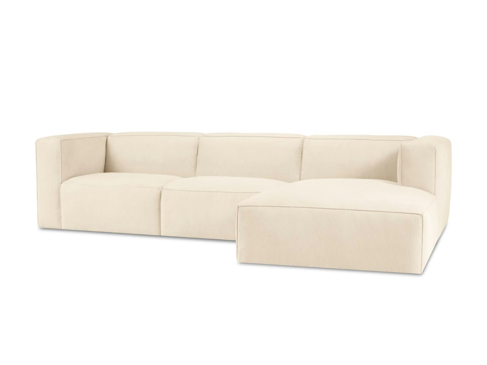 MUSE - Canapé D'Angle Droit 5 places en Velours Côtelé Beige