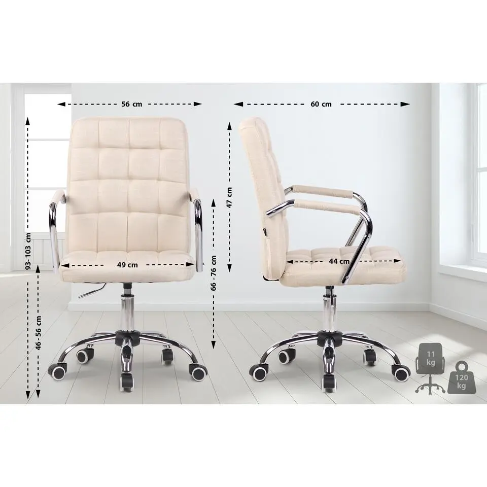 CLP Bureaustoel Terni chroom Frame - Stof - creme