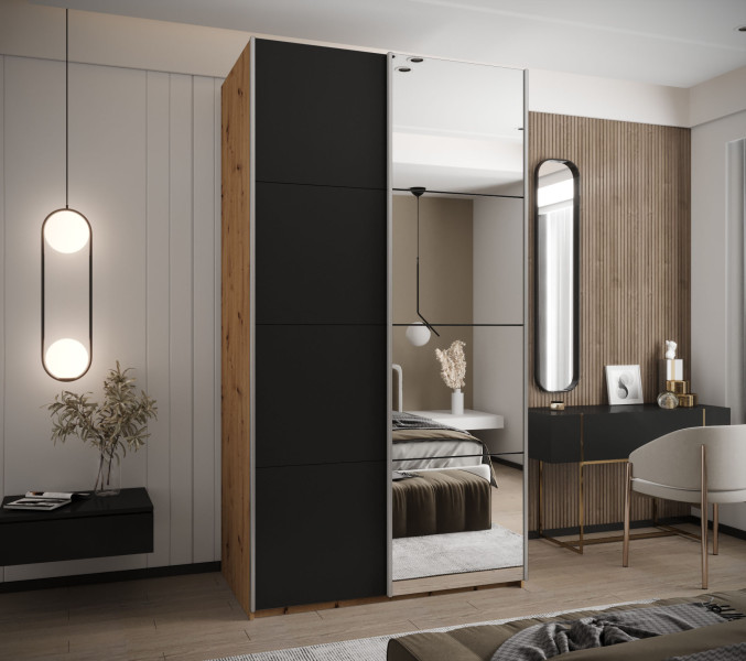 Szafa przesuwna 64 wysoka Lux 3 130 artisan czarny srebrny