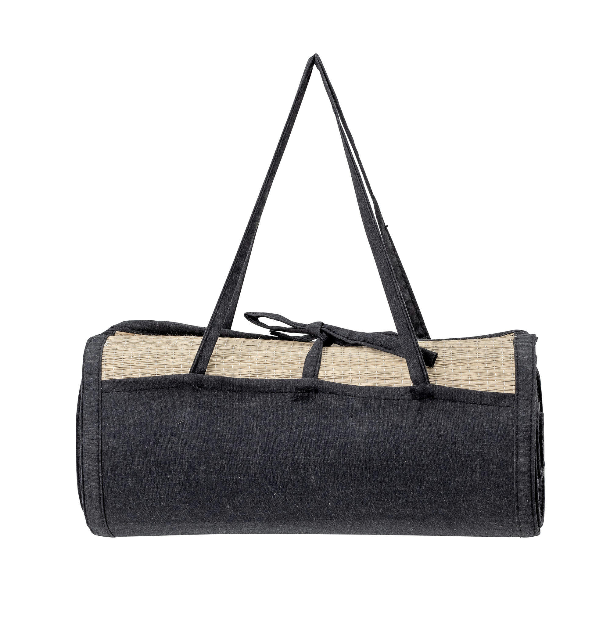 MALLAKU - Tapis de plage noir jonc de mer  90x192cm