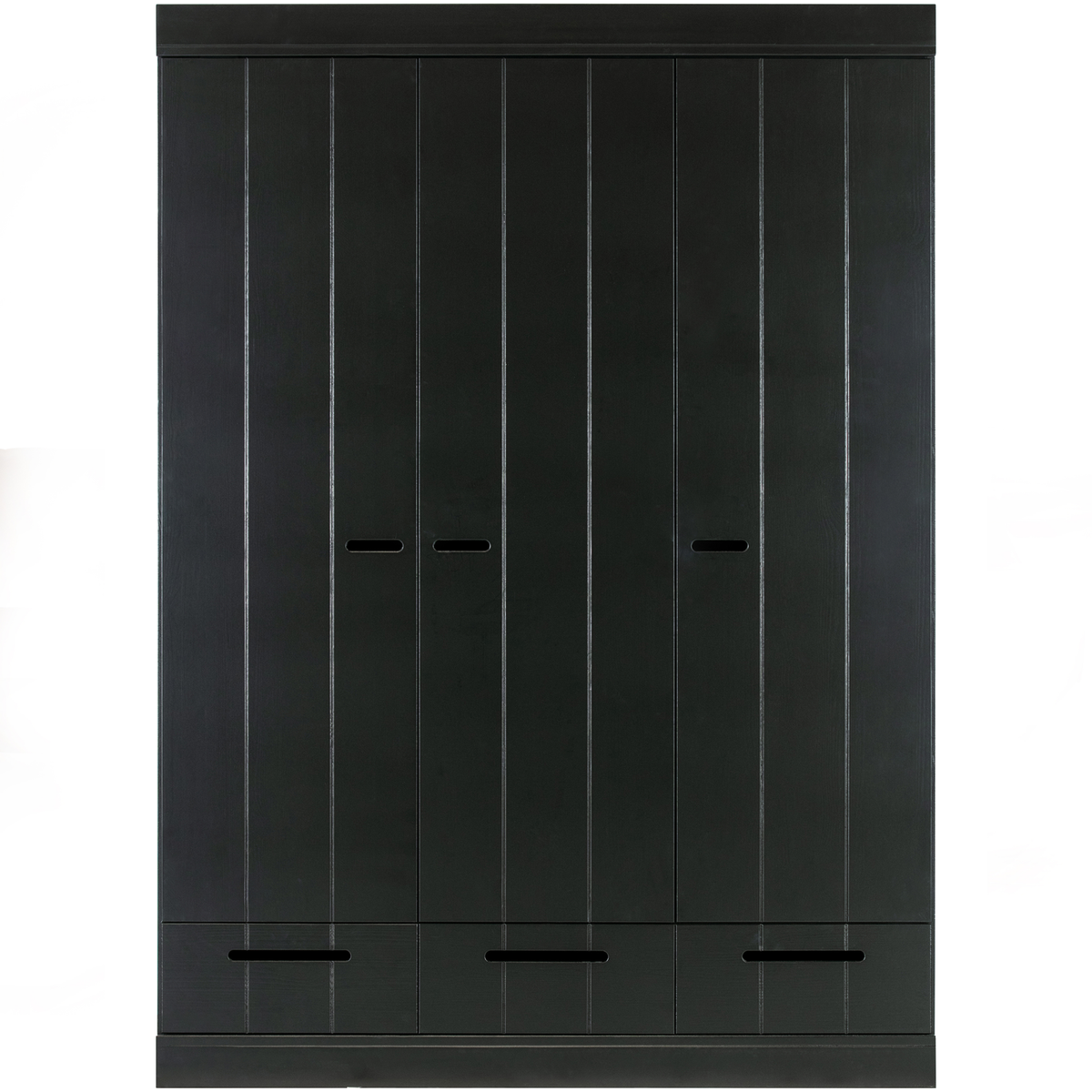 WOOOD kledingkast 3-deurs met lade Connect - Grenen - Zwart - 195x140x53