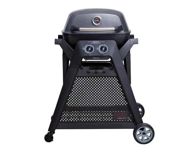 Ziggy Elite Twin Grill LPG BBQ Plus Cart Bundle - Gunmetal Grey