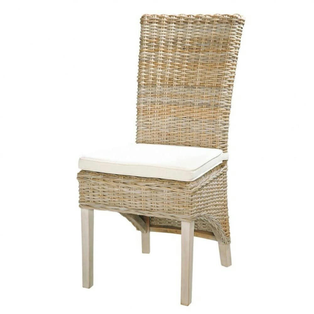 Key West - Chaise en rotin Kubu et mahogany massif