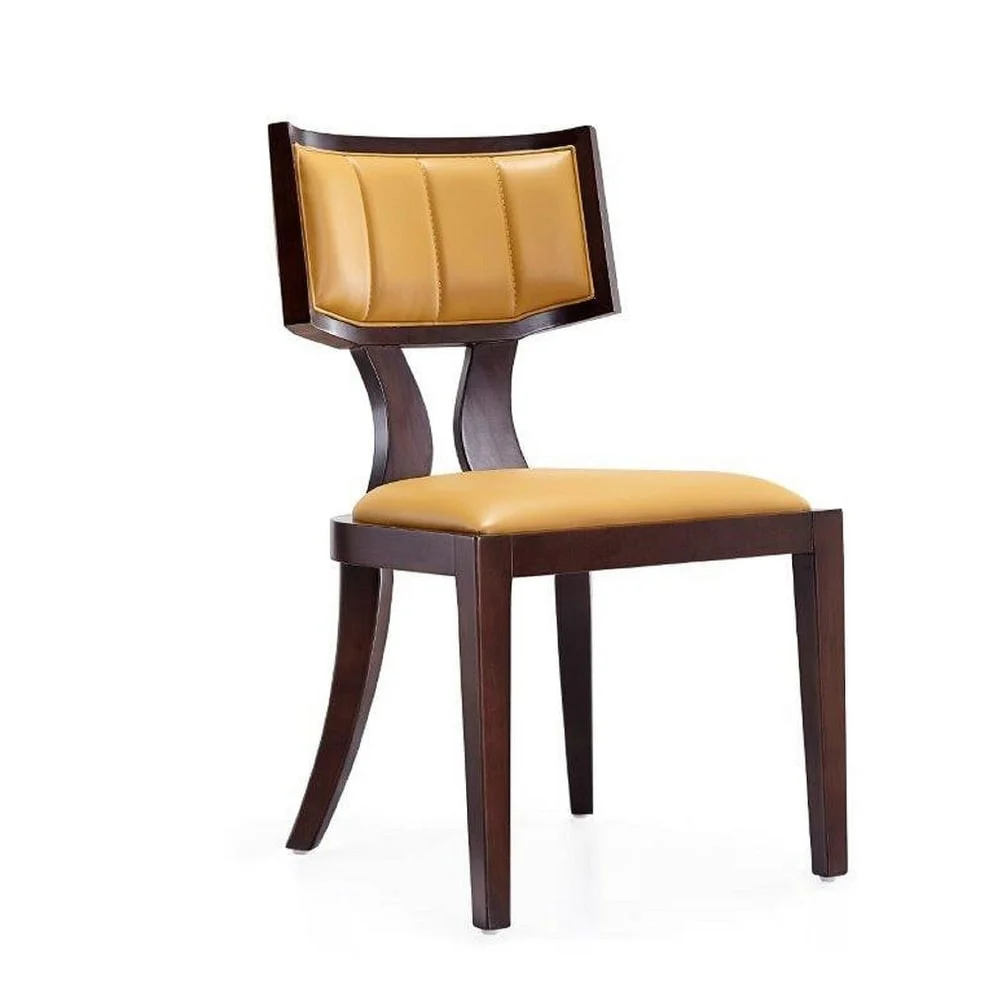 Pulitzer Pearl White and Walnut Faux Leather Dining Chair (Set of Two)