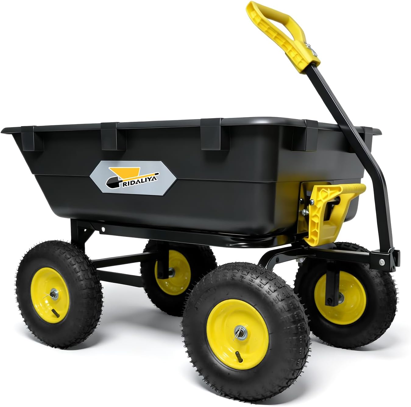 Garden Dump Cart  Heavy-Duty Utility Wagon with 1200 lbs Capacity  6 Cu Ft Bed  12.6 Pneumatic Tires  180° Pivot Steering for Yard  Lawn  and Beach Use