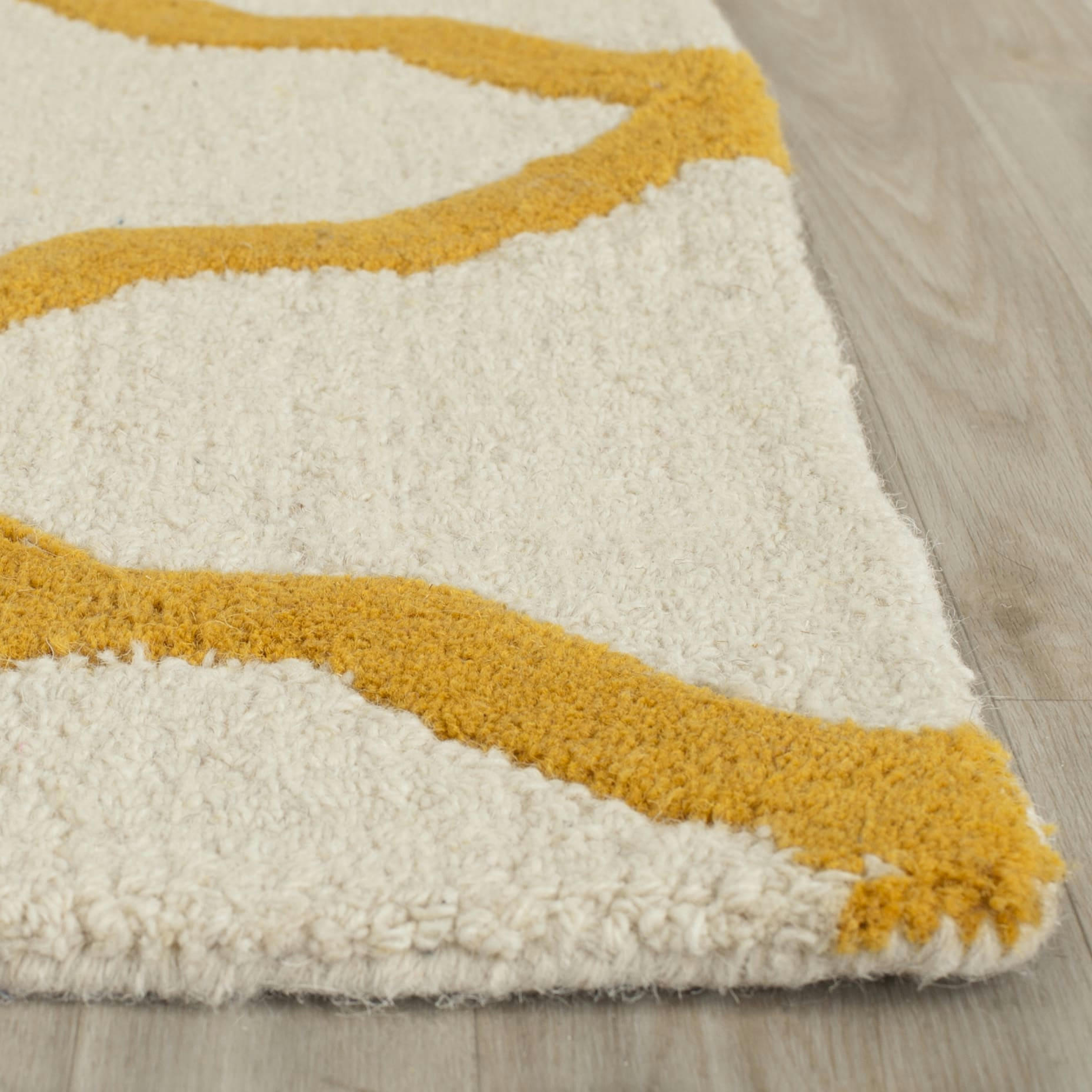 CAMBRIDGE - Tapis de salon interieur en ivoire & or, 152 x 244 cm