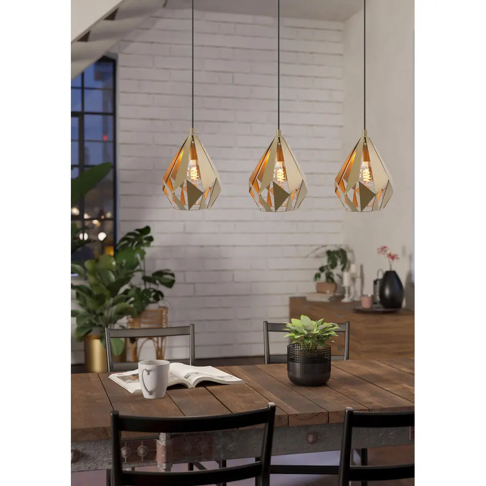 EGLO Carlton Hanglamp - E27 - 80,5 cm - Goud - Staal