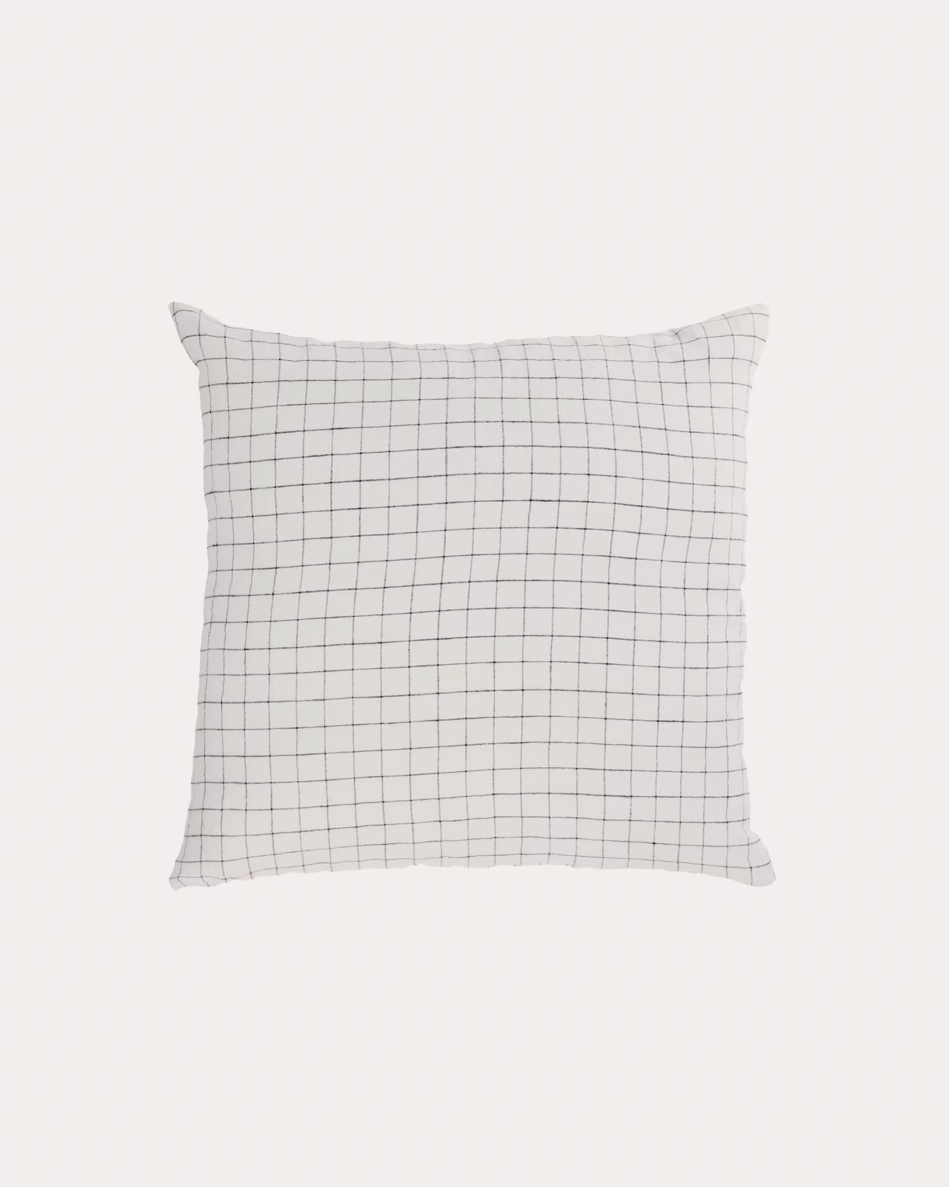 Funda cojín Maialen 100% lino cuadros blanco y rayas negro 45 x 45 cm
