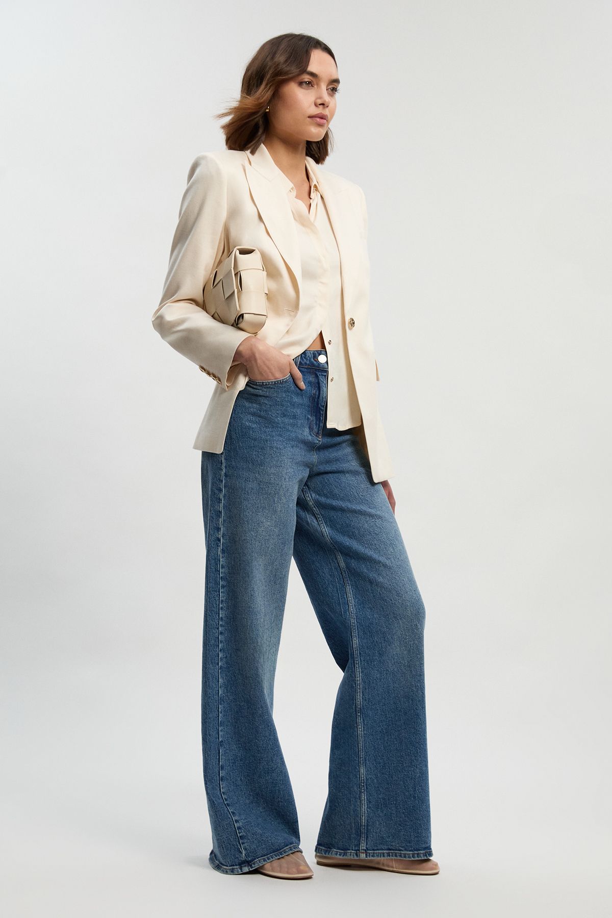 KarenMillen Tailored Linen Single Breasted Blazer