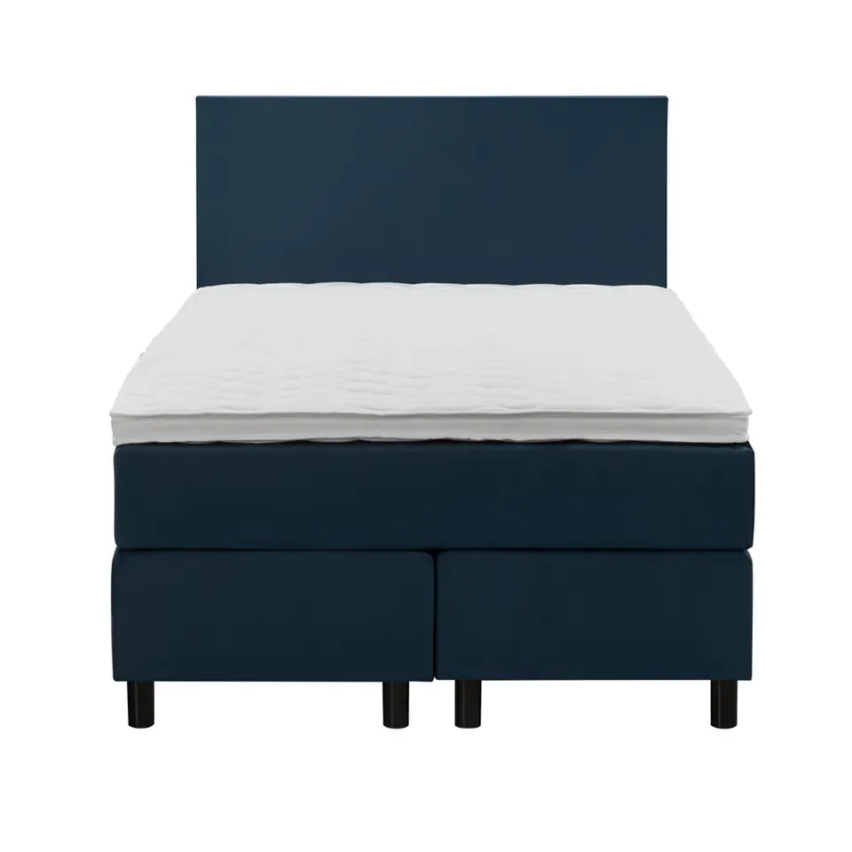 Boxspring Liv egaal - blauw - 120x200 cm - ronde poot