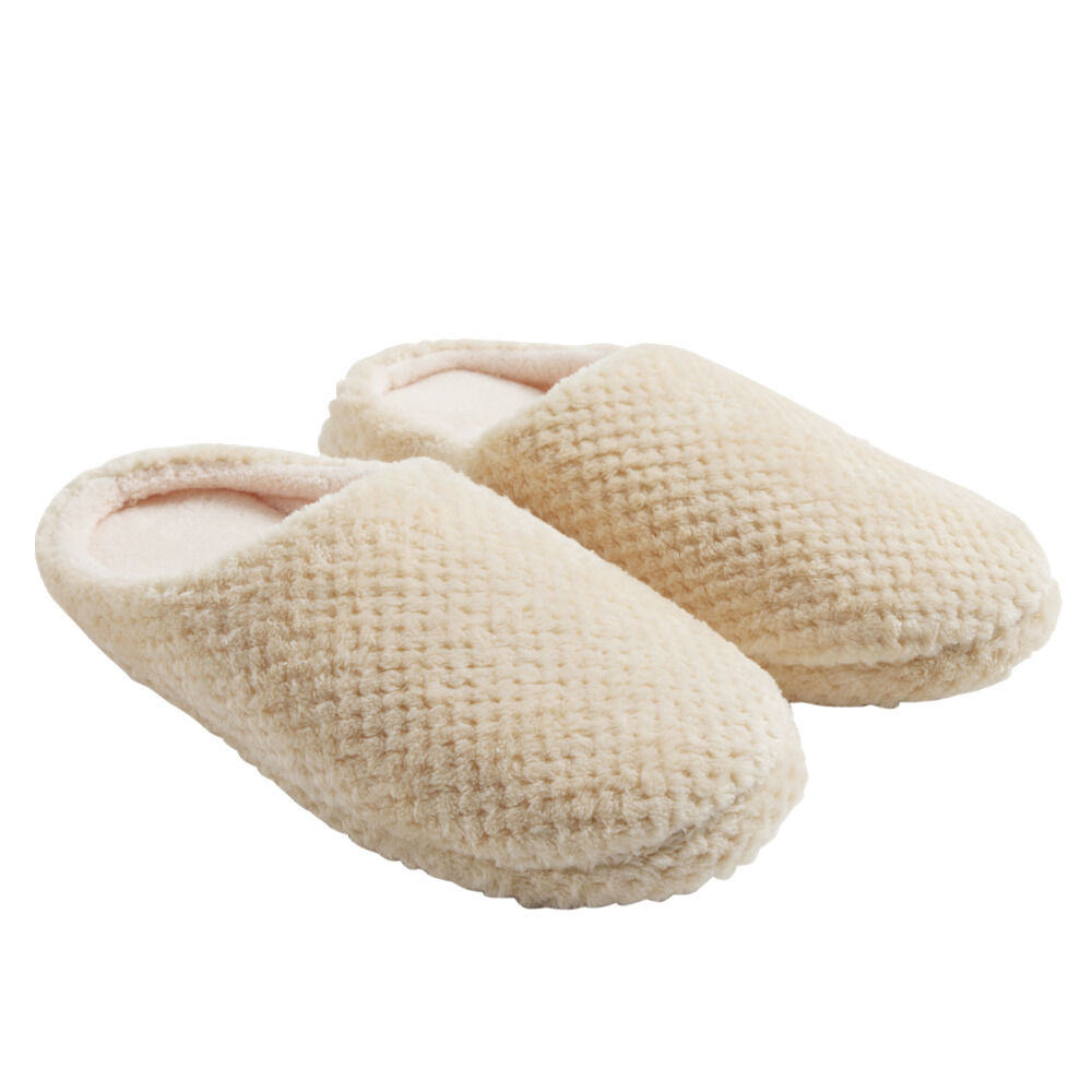 Chaussons mules unisexe beige motif quadrillé T40/41
