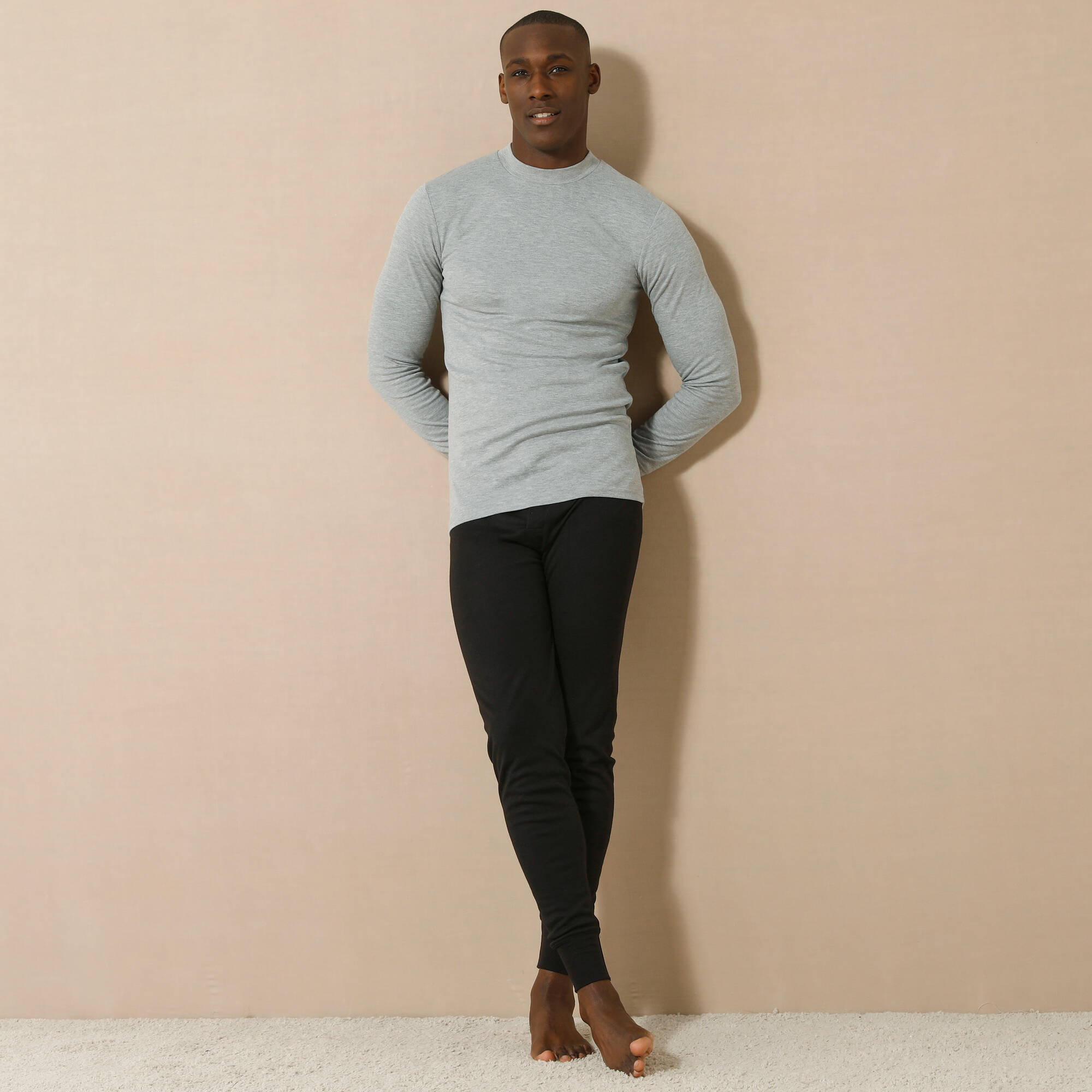 T-shirt sous-v&ecirc;tement homme col montant manches longues chaleur intense - lot de 2