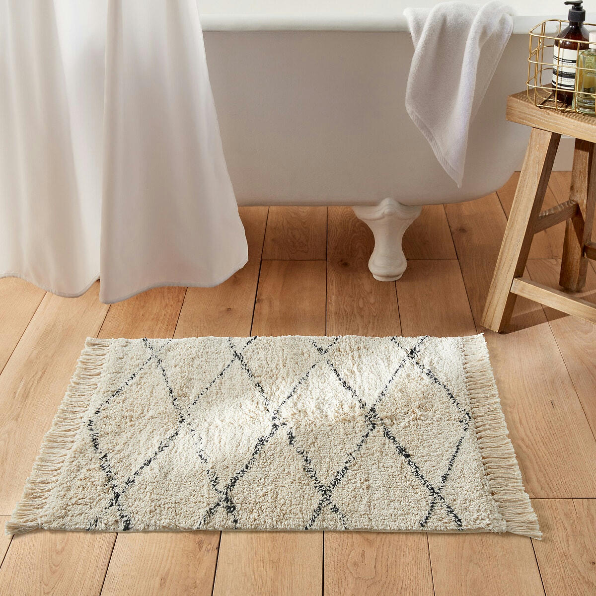 Tapis de bain écru/noir 1600g/m², Fatouh