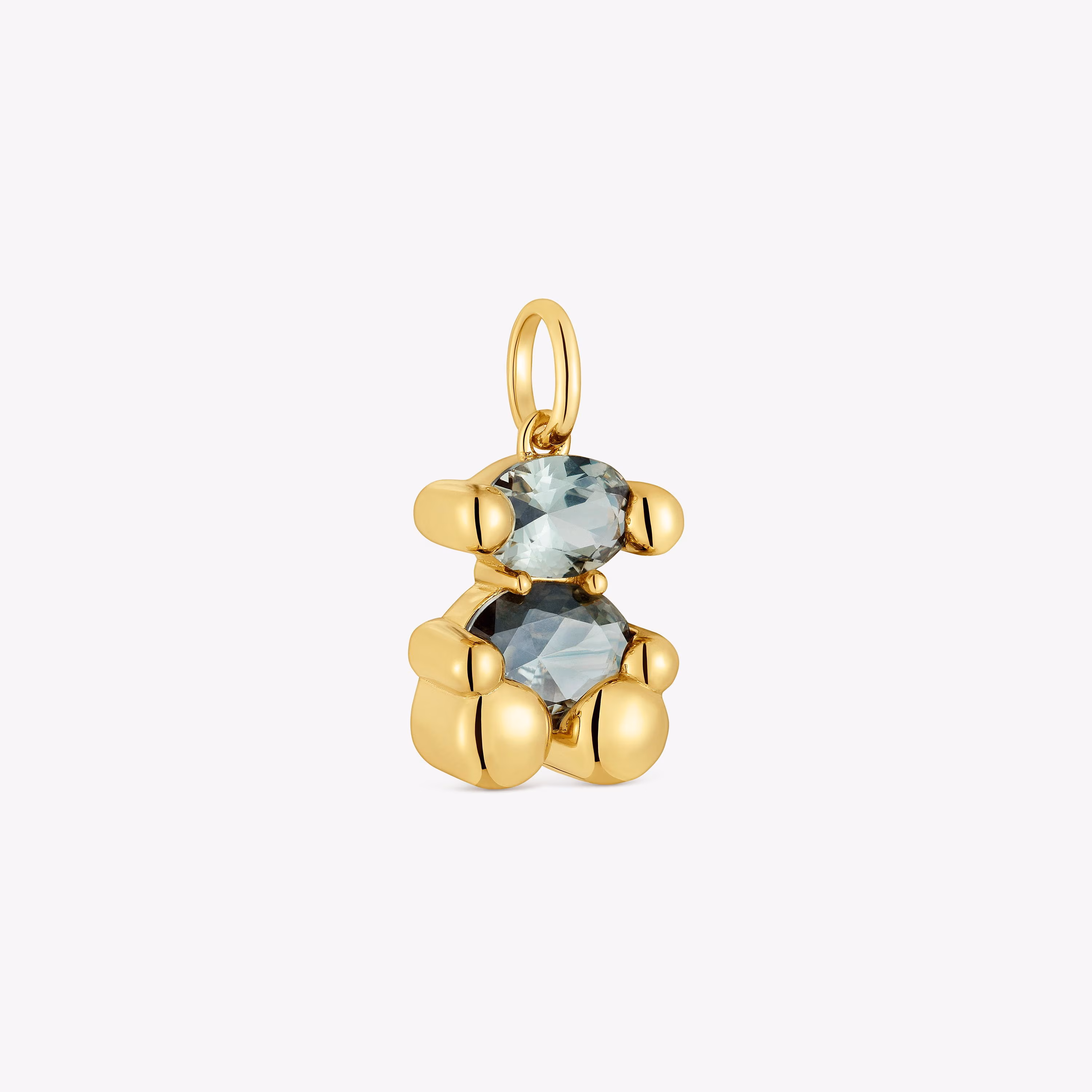 Colgante pequeño motivo oso con baño de oro 18 kt sobre plata y espinela verde creada en laboratorio Color Bear LGG