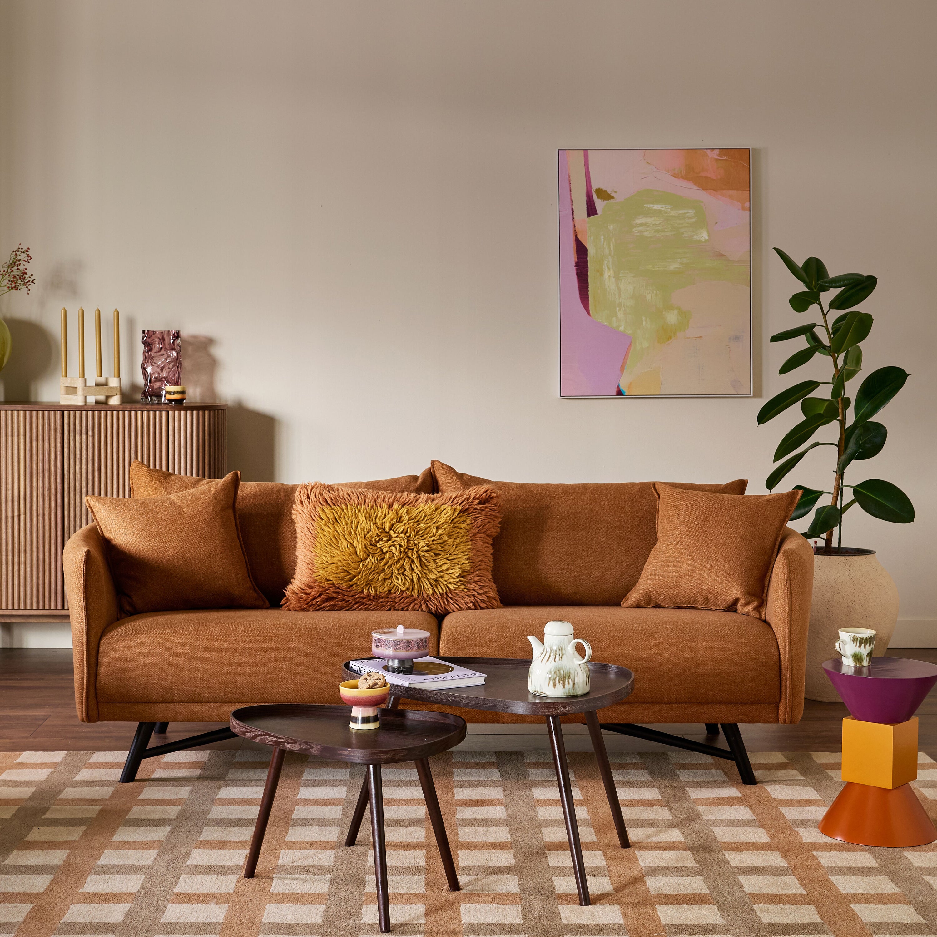 by fonQ Siora 3-zitsbank - Oranjebruin