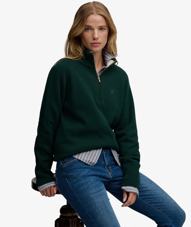 Classic Cotton Knit Half Zip Jumper