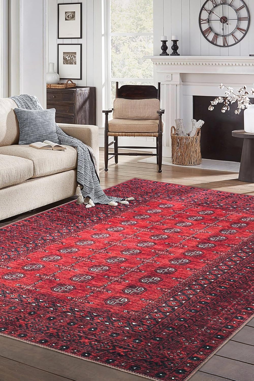 Keen Home Design 10x14 Rug - Machine Washable Area Rug with Non-Slip Backing, Ideal for Living Room, Dining Room, Bedroom - Vintage, Easy Clean, Durable, Low Pile Rug - (9'7 x 14')