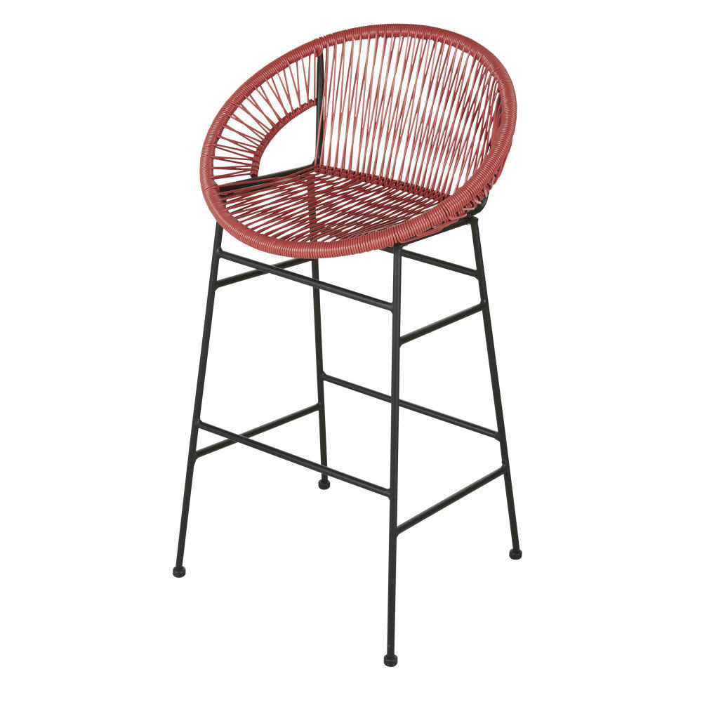 Copacabana Business - Lot de 2 chaises de bar professionnelles en résine terracotta et métal noir