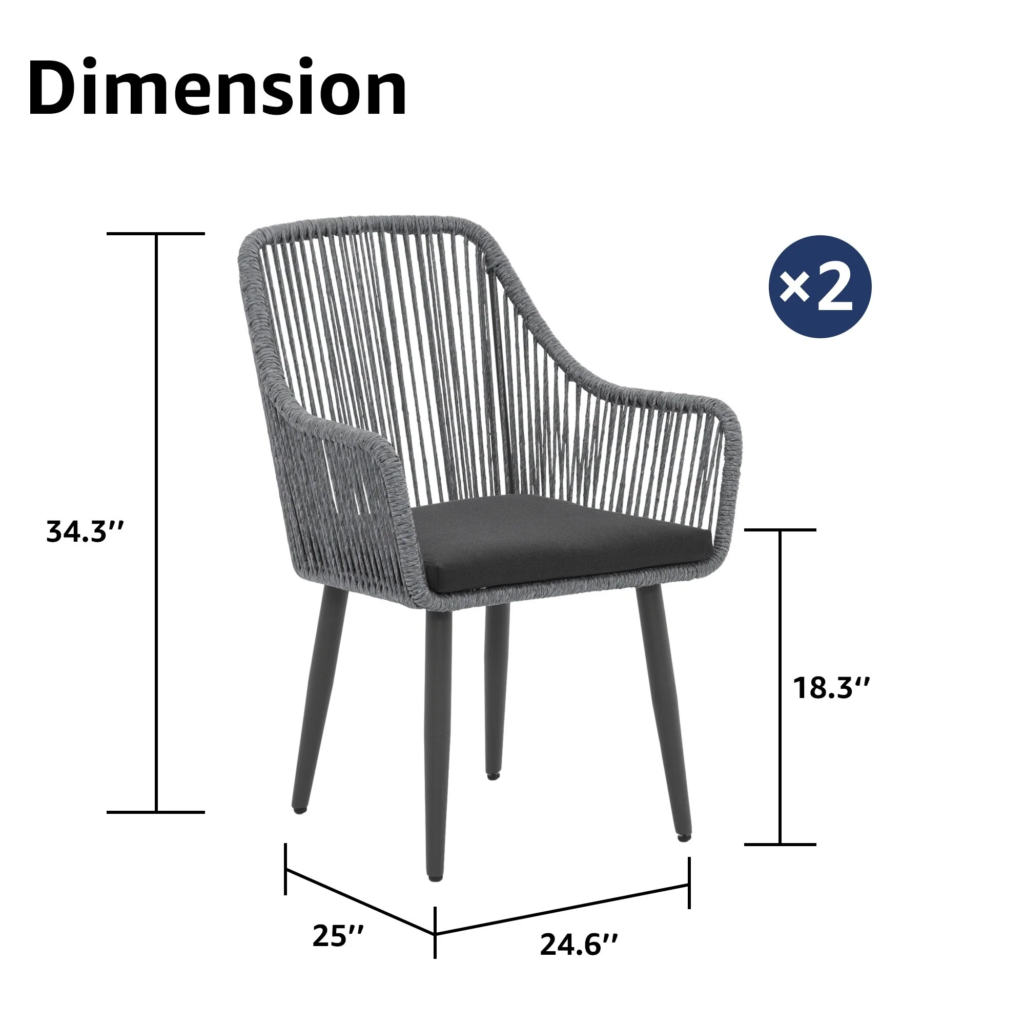 Patio Wicker Cushioned Dining Chairs (Set of 2)