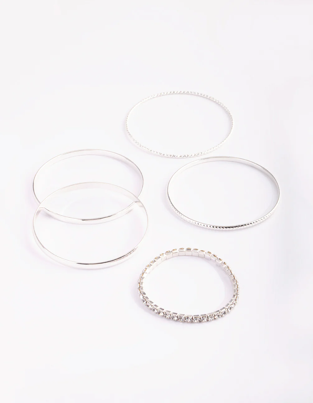 Silver Diamante Bangle 5-Pack